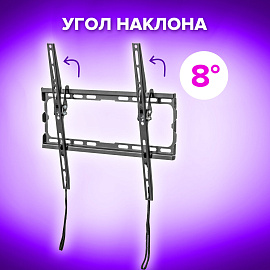 Кронштейн-крепление для ТВ настенный, до 45 кг, VESA 50х50-400х400, 32"-70", черный, SONNEN, 455949