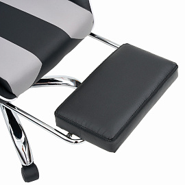 Кресло компьютерное CROMEX (КРОМЕКС) "Wave GM-145", вибромассаж, подножка, подушки, экокожа, черное/серое, 532956