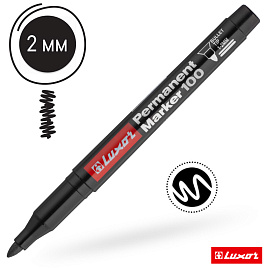 Маркер перманентный Luxor "100" черный, пулевидный, 1-2мм