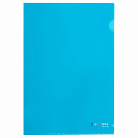 Папка-уголок плотная BRAUBERG SUPER, 0,18 мм, синяя, 270479
