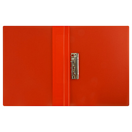 Папка с боковым зажимом СТАММ "Кристалл" А4, 17мм, 700мкм, пластик, красная