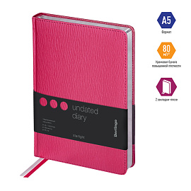 Ежедневник недатированный, А5, 160л., кожзам, Berlingo "Starlight", серебр. срез, фуксия фото Ежедневник недатированный, А5, 160л., кожзам, Berlingo "Starlight", серебр. срез, фуксия