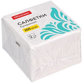 Салфетки бумажные OfficeClean, 2 слойн., 24*24см, белые, 100шт. фото Салфетки бумажные OfficeClean, 2 слойн., 24*24см, белые, 100шт.