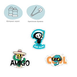 Набор акриловых значков MESHU "Horror", прямая УФ-печать, 3шт.