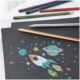 Карандаши цветные Faber-Castell, 10цв., металлик, заточен., картон. упаковка фото Карандаши цветные Faber-Castell, 10цв., металлик, заточен., картон. упаковка