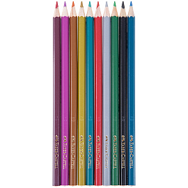 Карандаши цветные Faber-Castell, 10цв., металлик, заточен., картон. упаковка фото Карандаши цветные Faber-Castell, 10цв., металлик, заточен., картон. упаковка