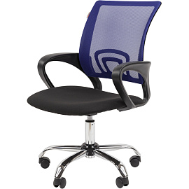 Кресло офисное Easy Chair 304 LT хром синее/черное (сетка/ткань, металл)
