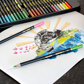 Карандаши цветные Kores Kolores Selection 50 карандашей 50 цветов трёхгранные (металлические, неоновые)