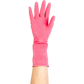 Перчатки латексные Paclan Practi Comfort с хлопковым напылением розовые (размер 6.5-7, S)