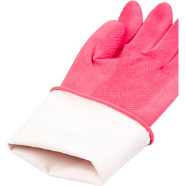 Перчатки латексные Paclan Practi Comfort с хлопковым напылением розовые (размер 8-9, L)