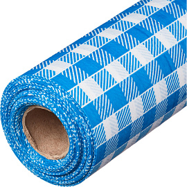 Скатерть одноразовая Luscan полиэтилен/бумага 120х200 см белый/синий (6 штук в рулоне)