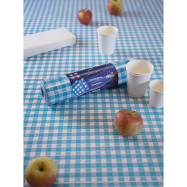 Скатерть одноразовая Luscan полиэтилен/бумага 120х200 см белый/синий (6 штук в рулоне)