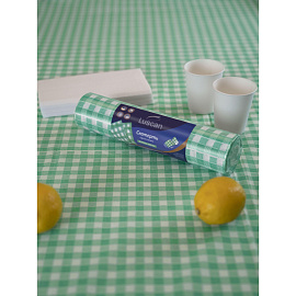 Скатерть одноразовая Luscan полиэтилен/бумага 120х200 см белый/зеленый (6 штук в рулоне)