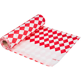 Скатерть одноразовая Luscan полиэтилен/бумага 120х200 см белый/красный (6 штук в рулоне)
