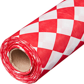 Скатерть одноразовая Luscan полиэтилен/бумага 120х200 см белый/красный (6 штук в рулоне)