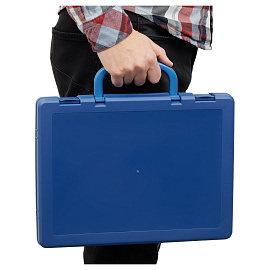 Портфель-кейс 1 отделение СТАММ, А4, 275*365*50мм, на защелках, синий