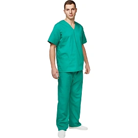 Костюм хирургический м05-КБР с коротким рукавом зелёный (размер 48-50, рост 158-164)