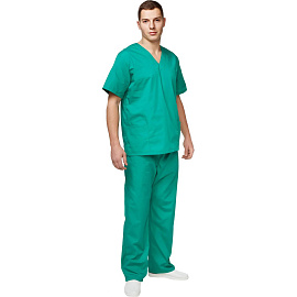 Костюм хирургический м05-КБР с коротким рукавом зелёный (размер 52-54, рост 158-164)
