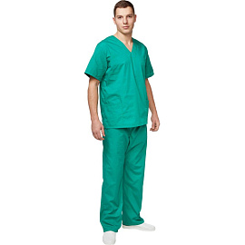 Костюм хирургический м05-КБР с коротким рукавом зелёный (размер 52-54, рост 158-164)