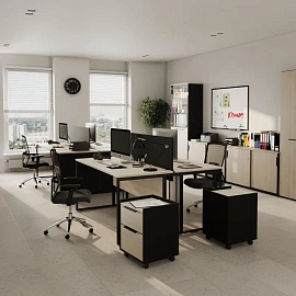 Рабочая станция Easy to lead K-Loft двухместная (дуб скандинавский/графит, 1180х1370х752 мм)