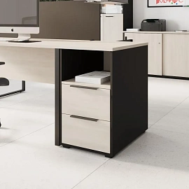 Тумба приставная Easy to lead K-Loft (дуб скандинавский/графит, 436х670х752 мм, 2 ящика)