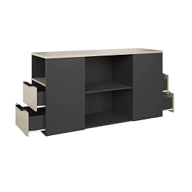 Тумба приставная K-Loft (дуб скандинавский/графит, 436х1370х752 мм, 4 ящика)