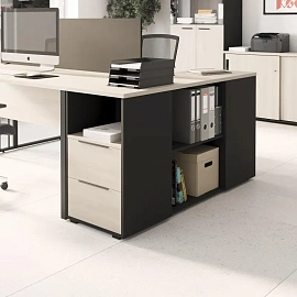 Тумба приставная K-Loft (дуб скандинавский/графит, 436х1370х752 мм, 4 ящика)