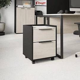 Тумба подкатная Easy to lead K-Loft (дуб скандинавский/графит, 434х400х555 мм, 2 ящика)