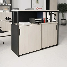 Шкаф-купе комбинированный K-Loft полузакрытый (дуб скандинавский/графит, 1370х420х1116 мм)