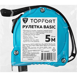 Рулетка строительная TOPFORT Basic 5 м х 19 мм (2019127)