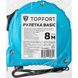 Рулетка строительная TOPFORT Basic 8 м х 25 мм (2019128)