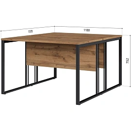 Рабочая станция K-Loft двухместная (дуб натуральный, 1180х1370х752 мм)