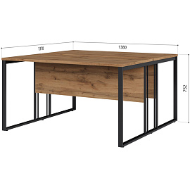 Рабочая станция K-Loft двухместная (дуб натуральный, 1380х1370х750 мм)