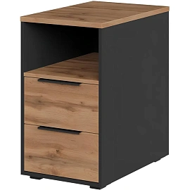 Тумба приставная K-Loft (дуб натуральный/графит, 436х670х752 мм, 2 ящика)