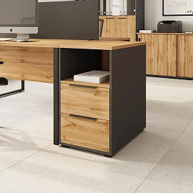 Тумба приставная Комус Мебель K-Loft (дуб натуральный/графит, 436х670х752 мм, 2 ящика)