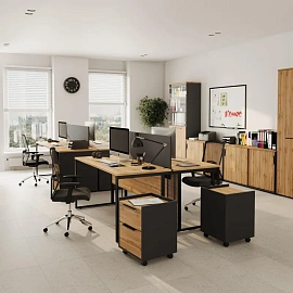 Тумба приставная Easy to lead K-Loft (дуб натуральный/графит, 436х1370х752 мм, 4 ящика)