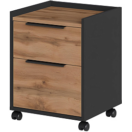 Тумба подкатная K-Loft (дуб натуральный/графит, 434х400х555 мм, 2 ящика)