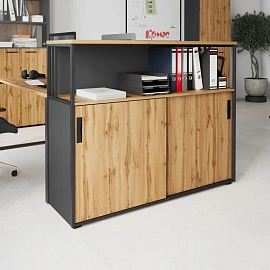 Шкаф-купе комбинированный K-Loft полузакрытый (дуб натуральный/графит, 1370х420х1116 мм)