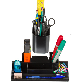 Подставка-органайзер для канцелярских принадлежностей Uniplast Башня 7 отделений черная 22x12x12 см