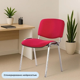 Стул офисный Easy Chair ИЗО/ISO красный ткань металл хромированный, поперечина (диаметр) 18 мм (2028507)