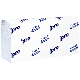 Полотенца бумажные листовые PROtissue H2 Z-сложение 2-слойные белые 21 пачка по 200 листов (C442)