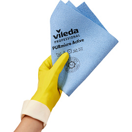 Салфетка хозяйственная с ПУ покрытием Vileda Professional микрофибра 38x35 см 260 г/кв.м синяя