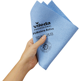 Салфетка хозяйственная с ПУ покрытием Vileda Professional микрофибра 38x35 см 260 г/кв.м синяя