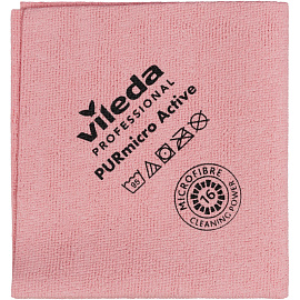 Салфетка хозяйственная с ПУ покрытием Vileda Professional PURmicro микрофибра 38x35 см 260 г/кв.м красная