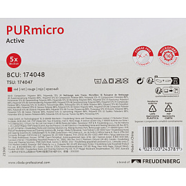 Салфетка хозяйственная с ПУ покрытием Vileda Professional PURmicro микрофибра 38x35 см 260 г/кв.м красная