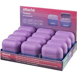 Точилка для карандашей Attache с контейнером пластиковая фиолетовая