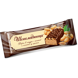 Вафли Коломенский Шоколадница с ореховой начинкой глазированные 1.2 кг (40 штук в упаковке)