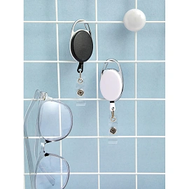 Держатель для бейджа Комус (рулетка 65 см) крепление кнопкой черный