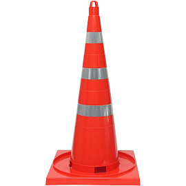 Конус сигнальный дорожный 750 мм КС-3.8 с тремя светоотражающими полосами и квадратным основанием