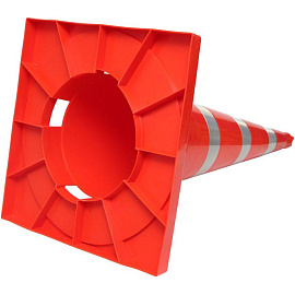 Конус сигнальный дорожный 750 мм КС-3.8 с тремя светоотражающими полосами и квадратным основанием